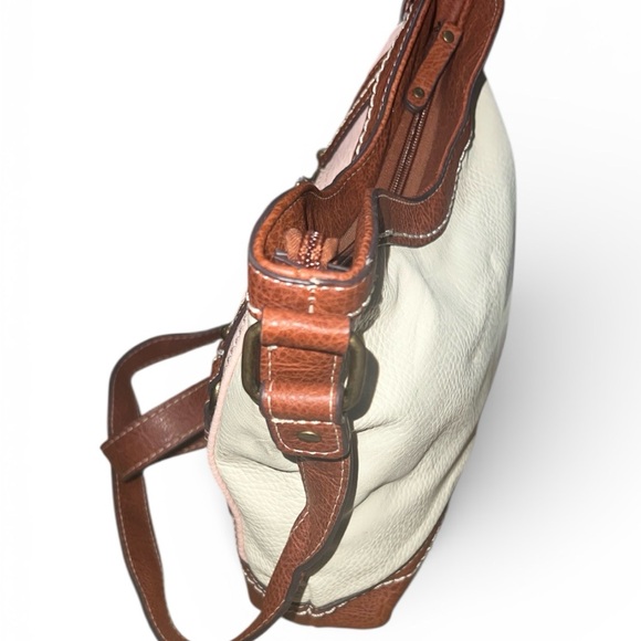 Izod Cream and Brown Crossbody Bag - Picture 2 of 5